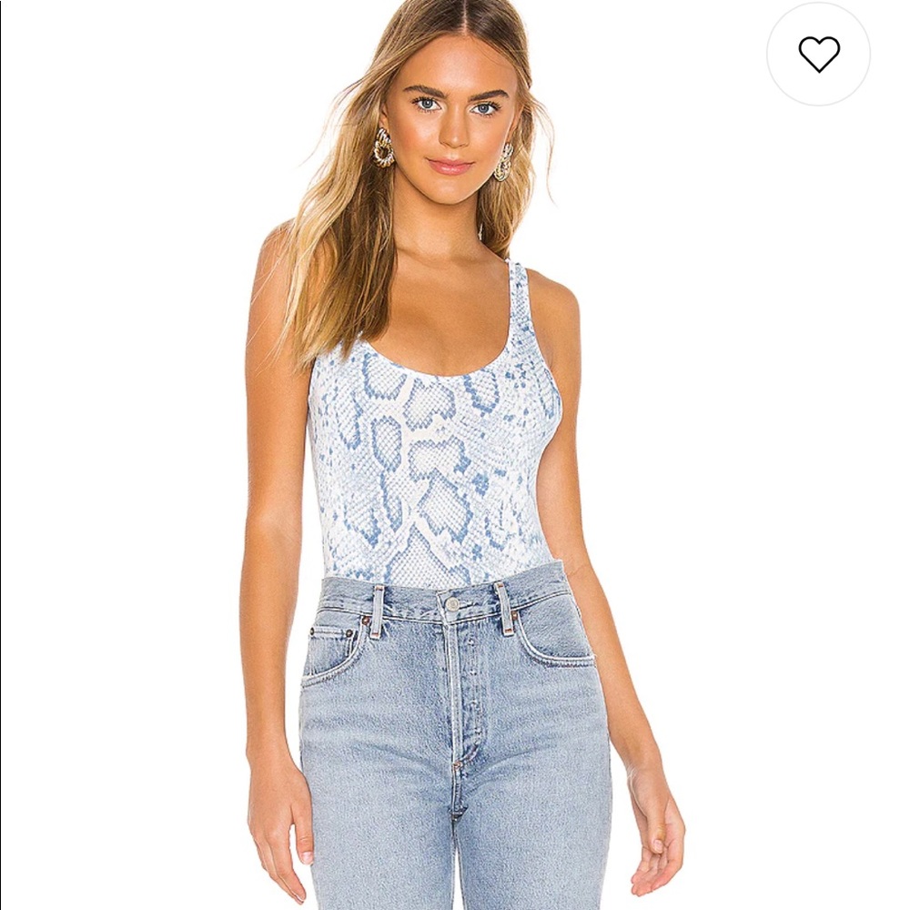 Revolve Samantha light blue snakeskin bodysuit